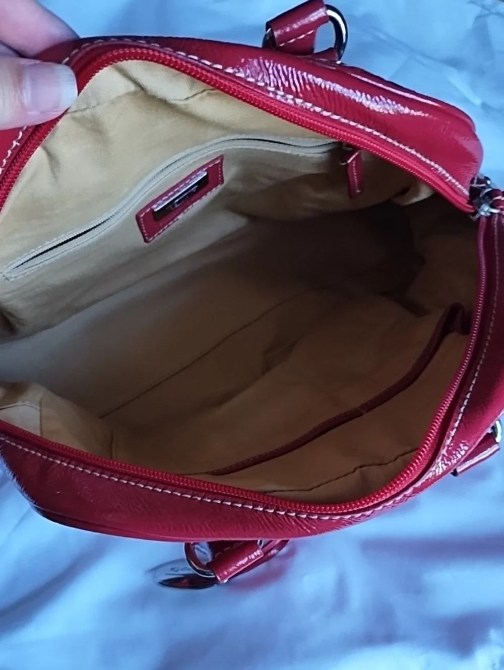 Quilted Patent Red Dome Satchel Handbag